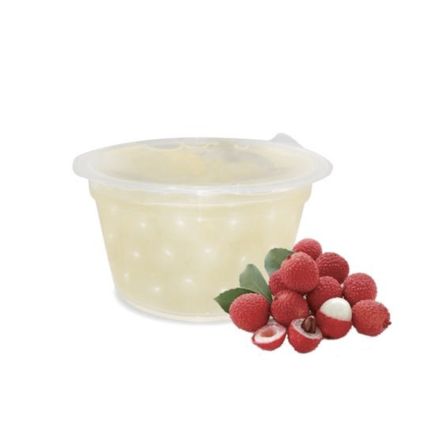 Popping boba de Lychee (bursting boba) conține suc delicios de lychee. Când este mestecat, invelisul acestuia se va rupe, lasand un gust nou și interesant, ce merita incercat.
